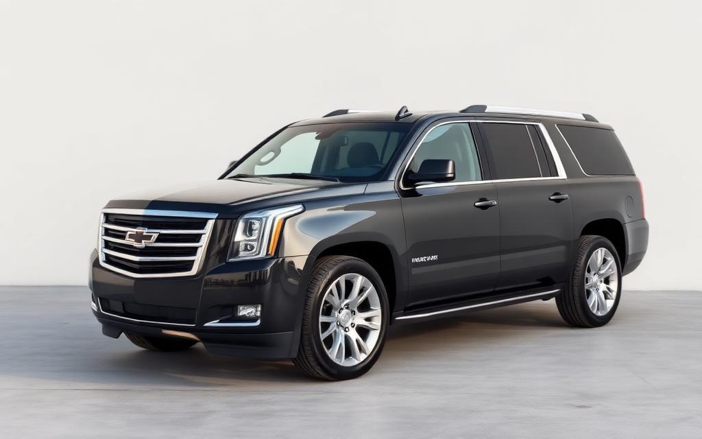 Black full-size SUV used for Ontario long-distance and winter airport transfers